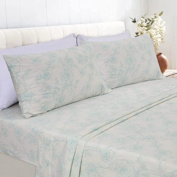 New 4 Piece 100% Cotton Sheet Set - Picture 1 of 9